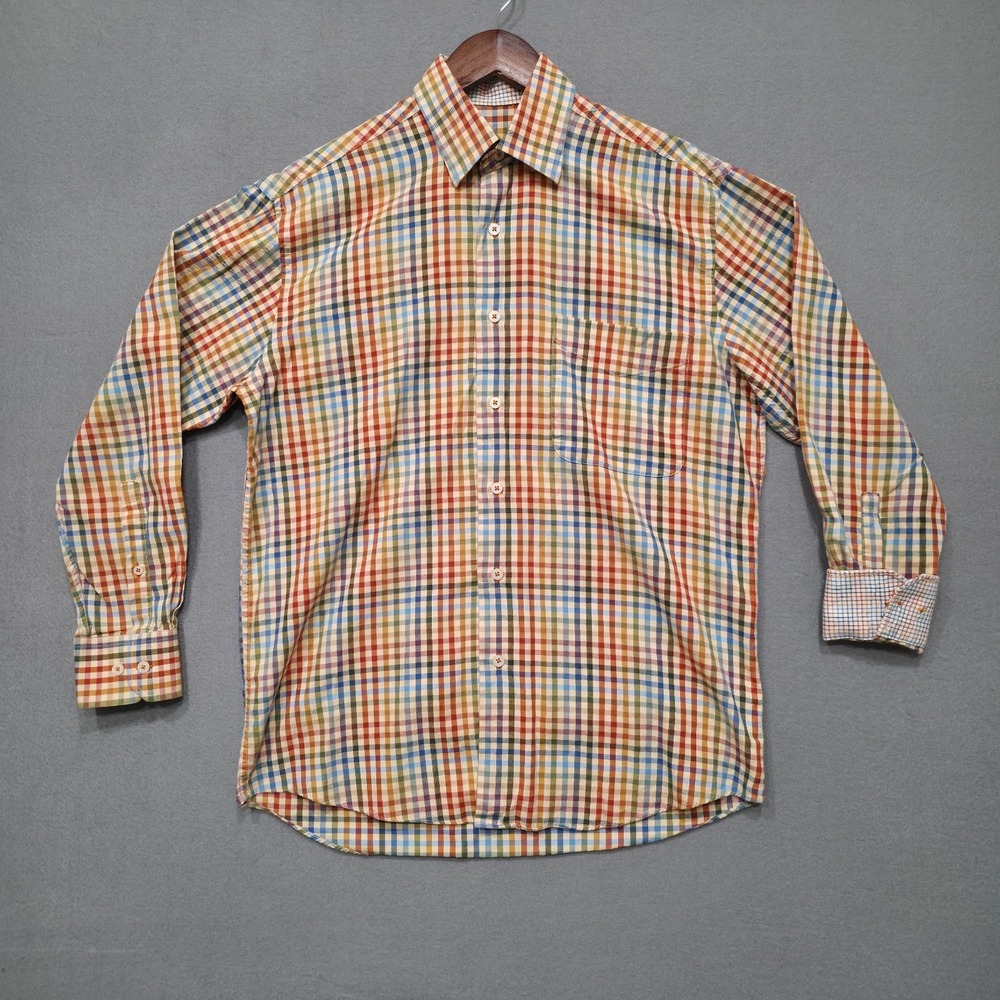 Alan Flusser Men's Long Sleeve Button Up Flip Cuff Shirt Size Small